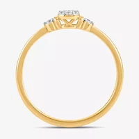 Diamond Blossom Womens 1/10 CT. T.W. Lab Grown White 10K Gold Round Delicate Cocktail Ring