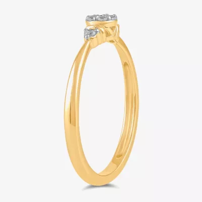 Diamond Blossom Womens 1/10 CT. T.W. Lab Grown White 10K Gold Round Delicate Cocktail Ring