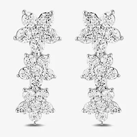 Diamond Blossom Womens 1 CT. T.W. Lab Grown White 10K Gold Flower Drop Earrings