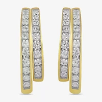 Womens 3/8 CT. T.W. Lab Grown White Diamond 10K Gold 14.4mm Hoop Earrings