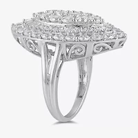 Womens 4 CT. T.W. Lab Grown White Diamond 10K Gold Marquise Cluster Halo Cocktail Ring