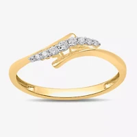 Womens 1/10 CT. T.W. Lab Grown White Diamond 10K Gold Delicate Midi  Cocktail Ring
