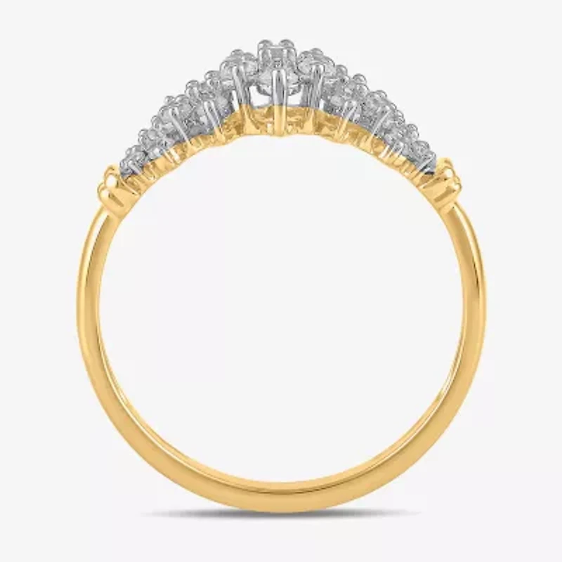 Womens 3/8 CT. T.W. Lab Grown White Diamond 10K Gold Cluster Cocktail Ring