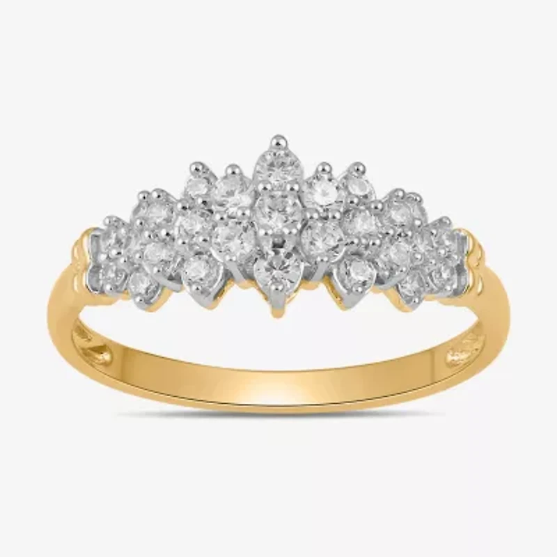 Womens 3/8 CT. T.W. Lab Grown White Diamond 10K Gold Cluster Cocktail Ring