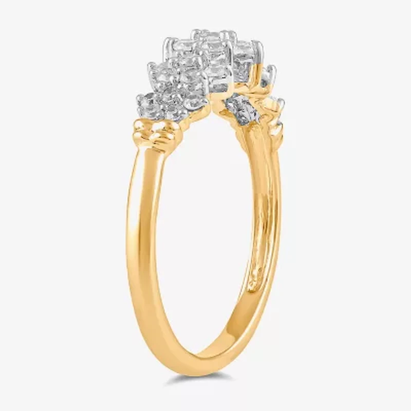 Womens 3/8 CT. T.W. Lab Grown White Diamond 10K Gold Cluster Cocktail Ring