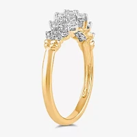 Womens 3/8 CT. T.W. Lab Grown White Diamond 10K Gold Cluster Cocktail Ring
