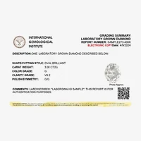 (G / VS2) Womens 3 CT. Lab-Grown White Diamond 14K Gold Oval Solitaire Engaement Ring