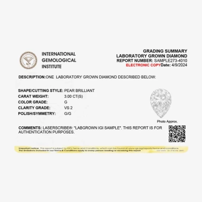 3 CT. Lab-Grown (G / VS2)  Diamond Pear Solitaire Engagement Ring in14K Gold