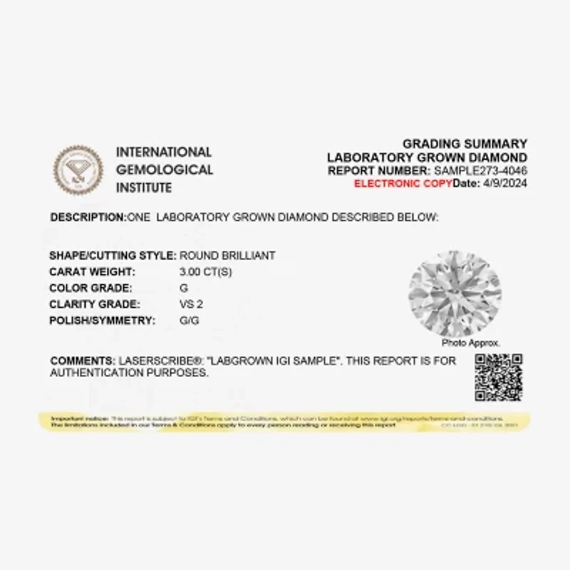 3 CT. Round Lab-Grown (G / VS2) Diamond Solitaire Engagement Ring 14K Gold