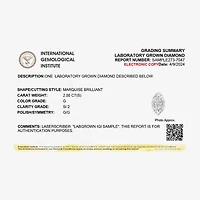 (G / SI2) Womens 2 CT. Lab-Grown White Diamond 14K Gold Marquise Solitaire Engagement Ring