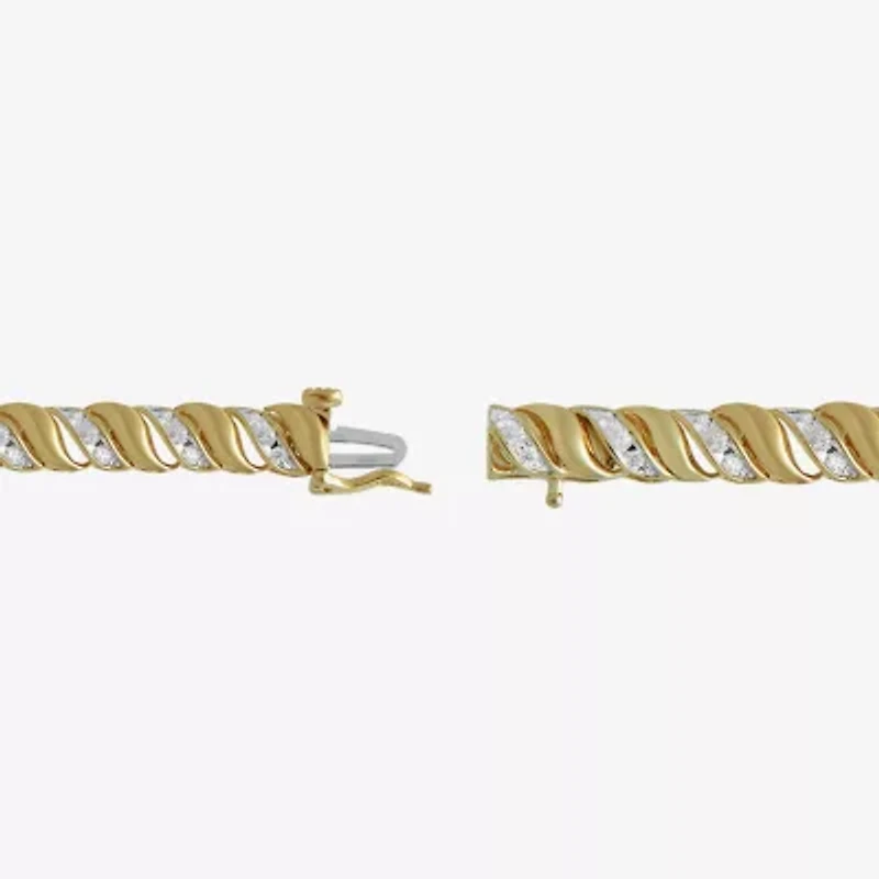 Womens 14K Gold Over Silver 7.25 Inch Link Chain Bracelet