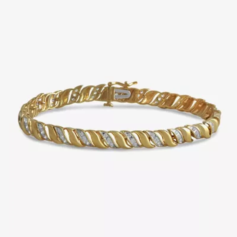 Womens 14K Gold Over Silver 7.25 Inch Link Chain Bracelet
