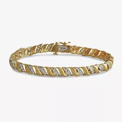 Womens 14K Gold Over Silver 7.25 Inch Link Chain Bracelet