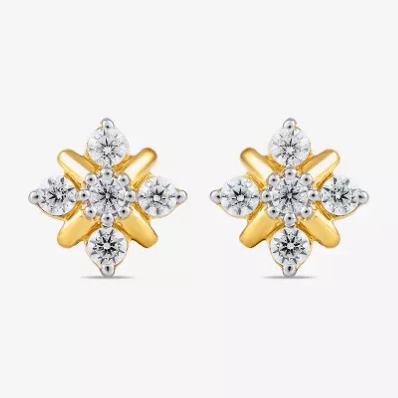 1/4 CT. T.W. Lab Grown White Diamond 14K Gold Over Silver 7.3mm Diamond Stud Earrings