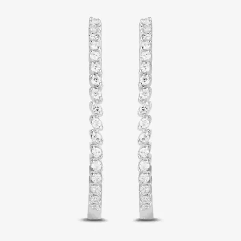 Womens 1/2 CT. T.W. Lab Grown White Diamond Sterling Silver 30mm Hoop Earrings