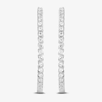 Womens 1/2 CT. T.W. Lab Grown White Diamond Sterling Silver 30mm Hoop Earrings