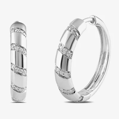 (I1-I2/H) Womens 1/6 CT. T.W. Lab Grown White Diamond Sterling Silver 22.5mm Hoop Earrings
