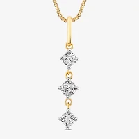 3-Stone (I1-I2/ H) Womens 1/4 CT. T.W. Lab Grown White Diamond 14K Gold Over Silver 18 Inch Pendant Necklace