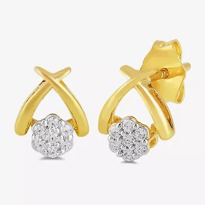 Diamond Blossom 1/10 CT. T.W. Lab Grown White Diamond 14K Gold Over Silver 8.2mm Flower Stud Earrings