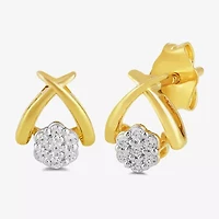 Diamond Blossom 1/10 CT. T.W. Lab Grown White Diamond 14K Gold Over Silver 8.2mm Flower Stud Earrings