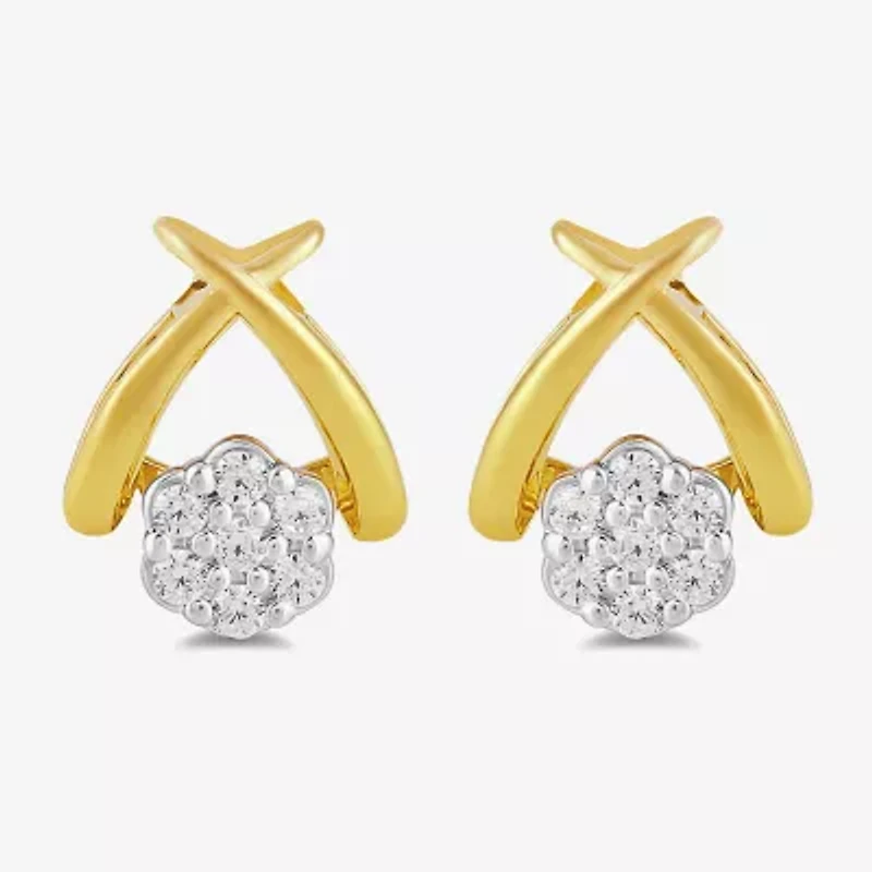 Diamond Blossom 1/10 CT. T.W. Lab Grown White Diamond 14K Gold Over Silver 8.2mm Flower Stud Earrings