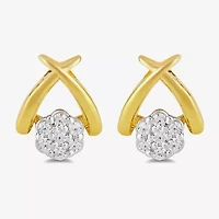 Diamond Blossom 1/10 CT. T.W. Lab Grown White Diamond 14K Gold Over Silver 8.2mm Flower Stud Earrings
