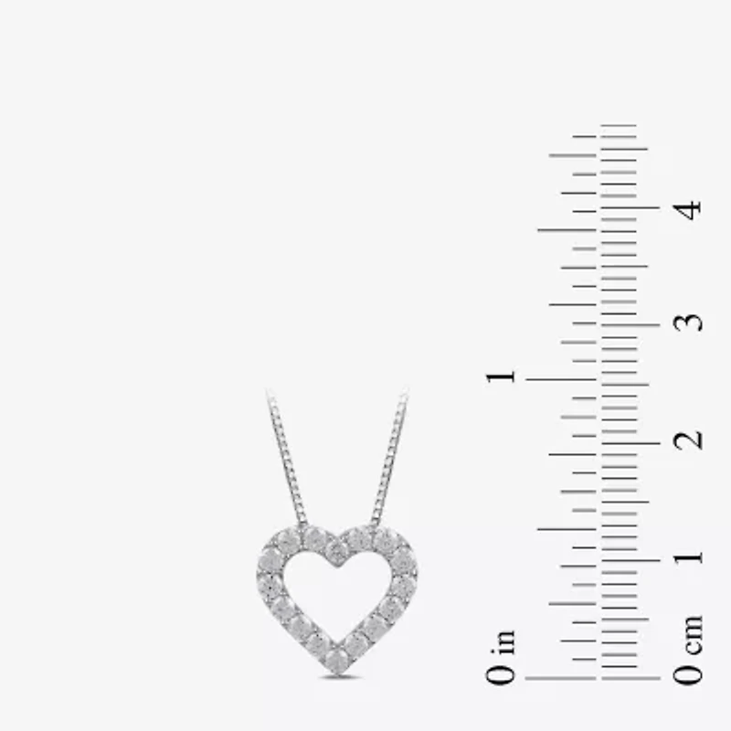 Womens 1/2 CT. T.W. Lab Grown White Diamond Sterling Silver Heart 18 Inch Pendant Necklace