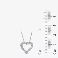 Womens 1/2 CT. T.W. Lab Grown White Diamond Sterling Silver Heart 18 Inch Pendant Necklace