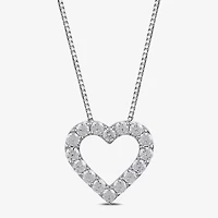 Womens 1/2 CT. T.W. Lab Grown White Diamond Sterling Silver Heart 18 Inch Pendant Necklace