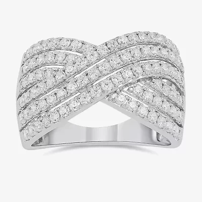 Womens 1 CT. T.W. Lab Grown White Diamond Sterling Silver Band