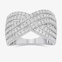 Womens 1 CT. T.W. Lab Grown White Diamond Sterling Silver Band