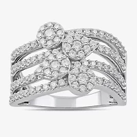 Diamond Blossom Womens 1 CT. T.W. Lab Grown White Sterling Silver Cocktail Ring