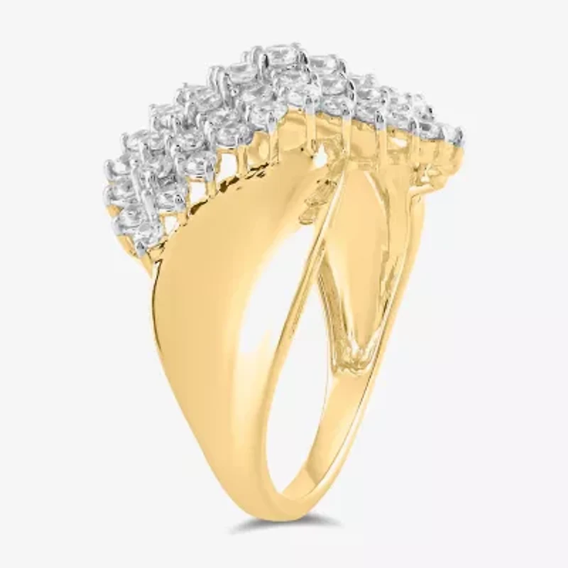 Womens 1 CT. T.W. Lab Grown White Diamond 14K Gold Over Silver Band
