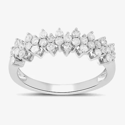 Womens 1/2 CT. T.W. Lab Grown White Diamond Sterling Silver Band