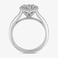 Diamond Blossom (H / I1-I2) Womens 1/4 CT. T.W. Lab Grown White Sterling Silver Heart Cocktail Ring