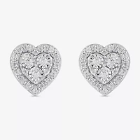 Diamond Blossom (H / I1-I2) 1/3 CT. T.W. Lab Grown White Diamond Sterling Silver 22.5mm Heart Stud Earrings