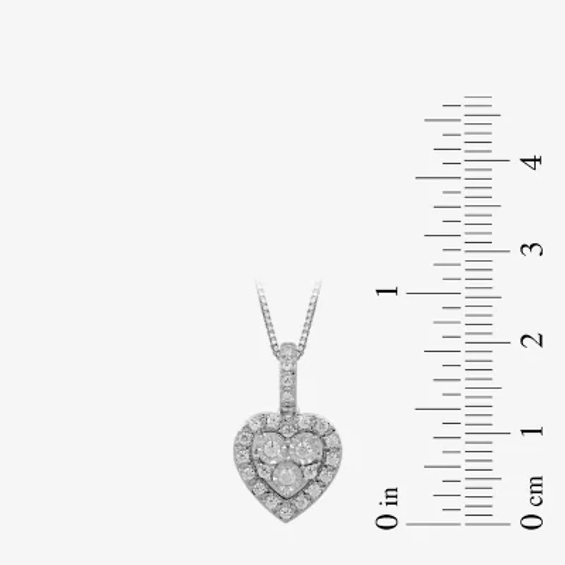 Diamond Blossom (H / I1-I2) Womens 1/4 CT. T.W. Lab Grown White Diamond Sterling Silver Heart 18 Inch Pendant Necklace
