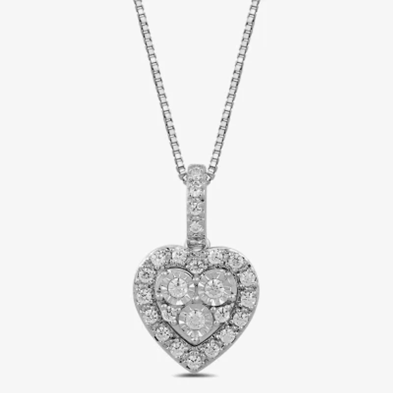 Diamond Blossom (H / I1-I2) Womens 1/4 CT. T.W. Lab Grown White Diamond Sterling Silver Heart 18 Inch Pendant Necklace