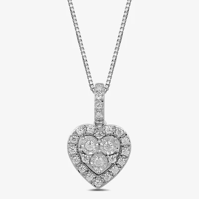 Diamond Blossom (H / I1-I2) Womens 1/4 CT. T.W. Lab Grown White Diamond Sterling Silver Heart 18 Inch Pendant Necklace