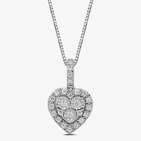Diamond Blossom (H / I1-I2) Womens 1/4 CT. T.W. Lab Grown White Diamond Sterling Silver Heart 18 Inch Pendant Necklace