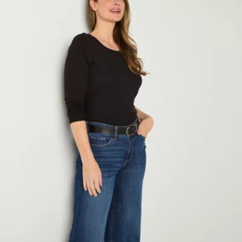 St. John's Bay Womens Crew Neck Long Sleeve T-Shirt