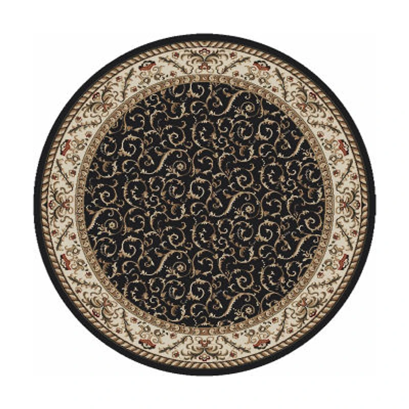 Como Scroll Traditional Oriental Indoor Round Area Rug