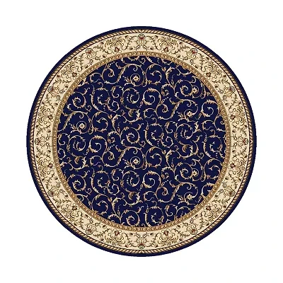 Como Scroll Traditional Oriental Indoor Round Area Rug