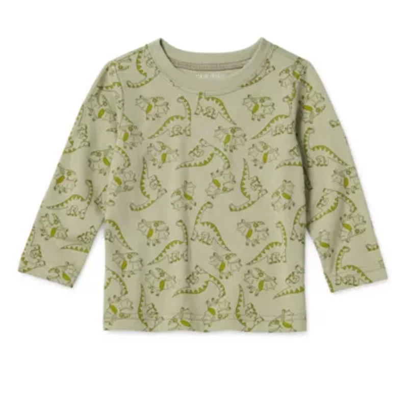 Okie Dokie Baby Boys Crew Neck Long Sleeve Regular Fit Graphic T-Shirt