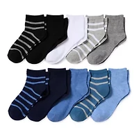Thereabouts Little & Big Kid Boys 10 Pair Quarter Ankle Socks