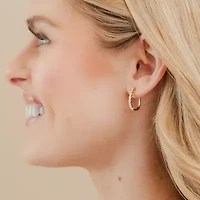 (G-Si2) Womens 1/2 CT. T.W. Lab Grown White Diamond 10K Gold 18.8mm Hoop Earrings