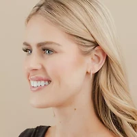 (G-Si2) Womens 1/2 CT. T.W. Lab Grown White Diamond 10K Gold 18.8mm Hoop Earrings