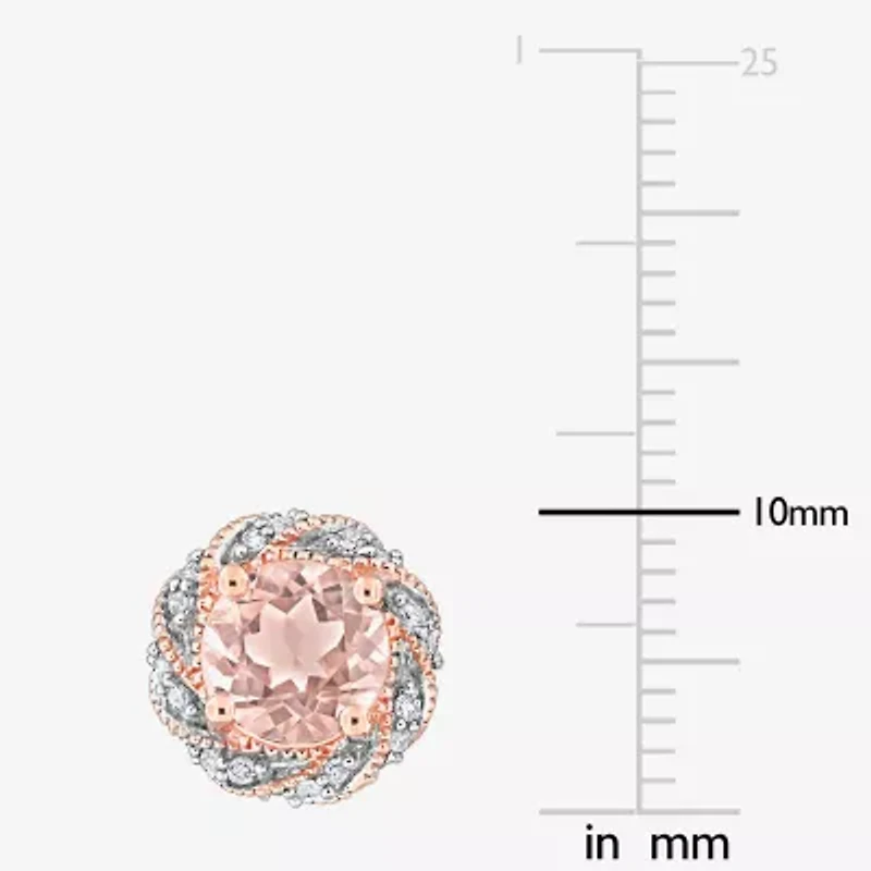 Genuine Pink Morganite 14K Rose Gold 10mm Stud Earrings
