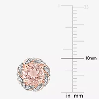 Genuine Pink Morganite 14K Rose Gold 10mm Stud Earrings