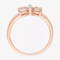 Womens Genuine Pink Morganite 10K Rose Gold Bow Cocktail Ring